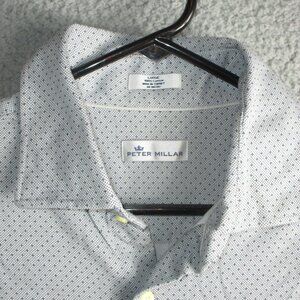 PETER MILLAR MEN'S L/S BUTTON SHIRT BLUE LARGE COTTON USED